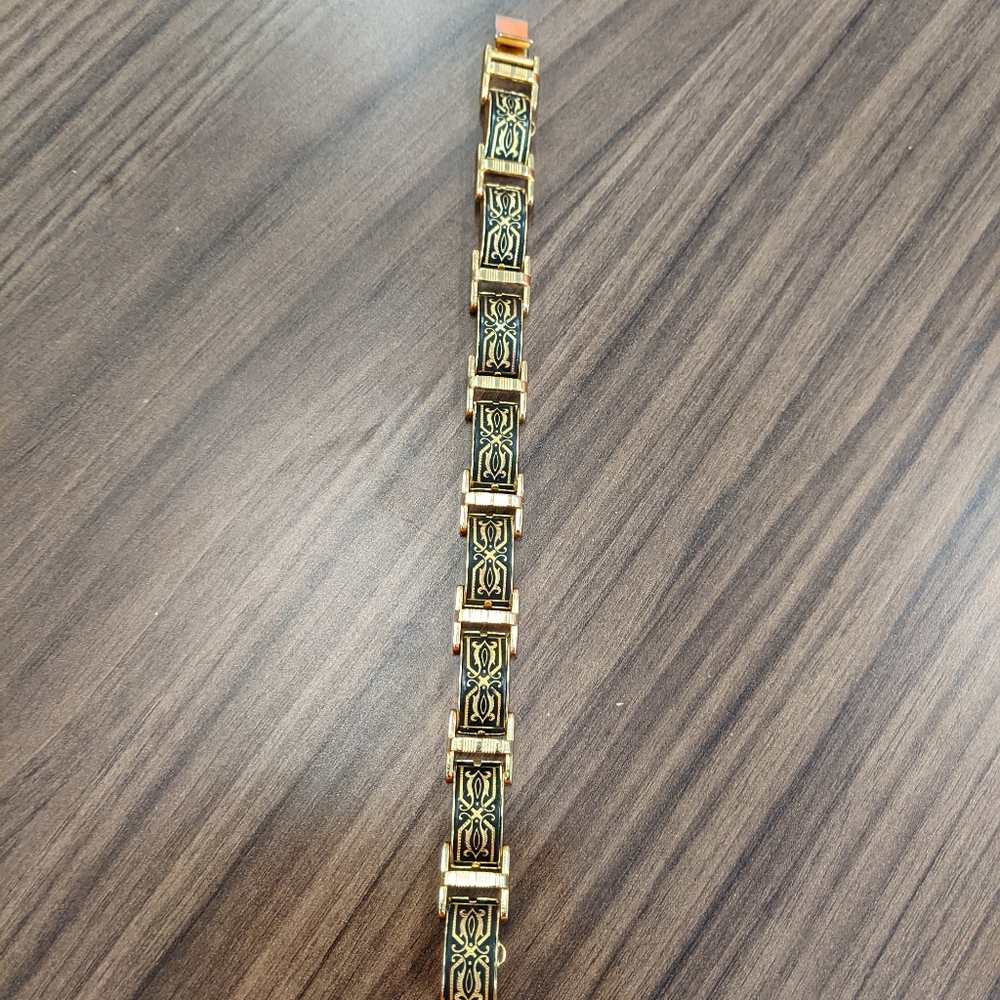 Gold tone Damascene Bracelet
